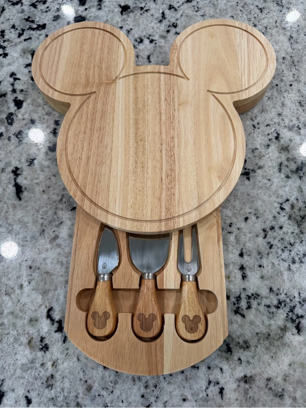 Disney Charcuterie Board with Utensils in Drawer Never used